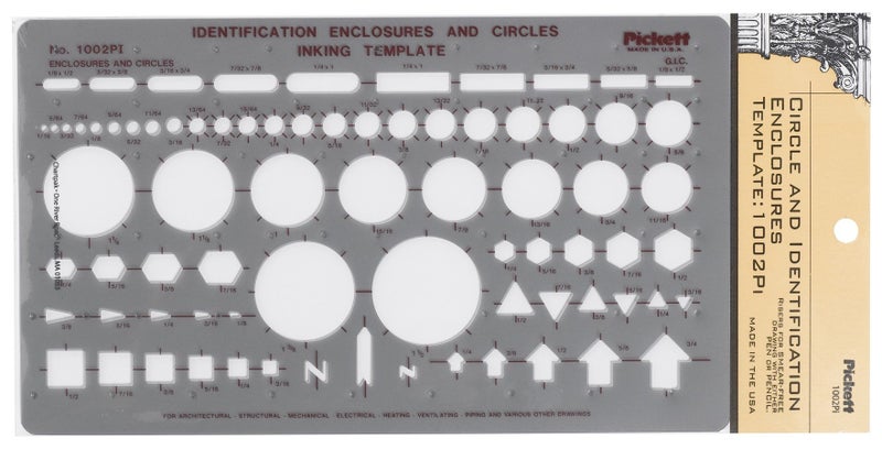 Pickett Circle and Identification Enclosures Template, Includes Circles, Squares, Rectangles and More (1002PI)